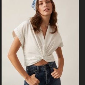 Sunday in Brooklyn twist front white blouse